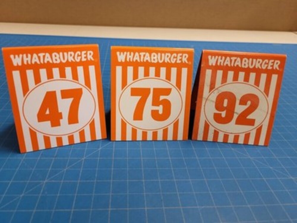 Whataburger Table Tent Numbers 47 75 92 Restaurant Decor Display Collectible